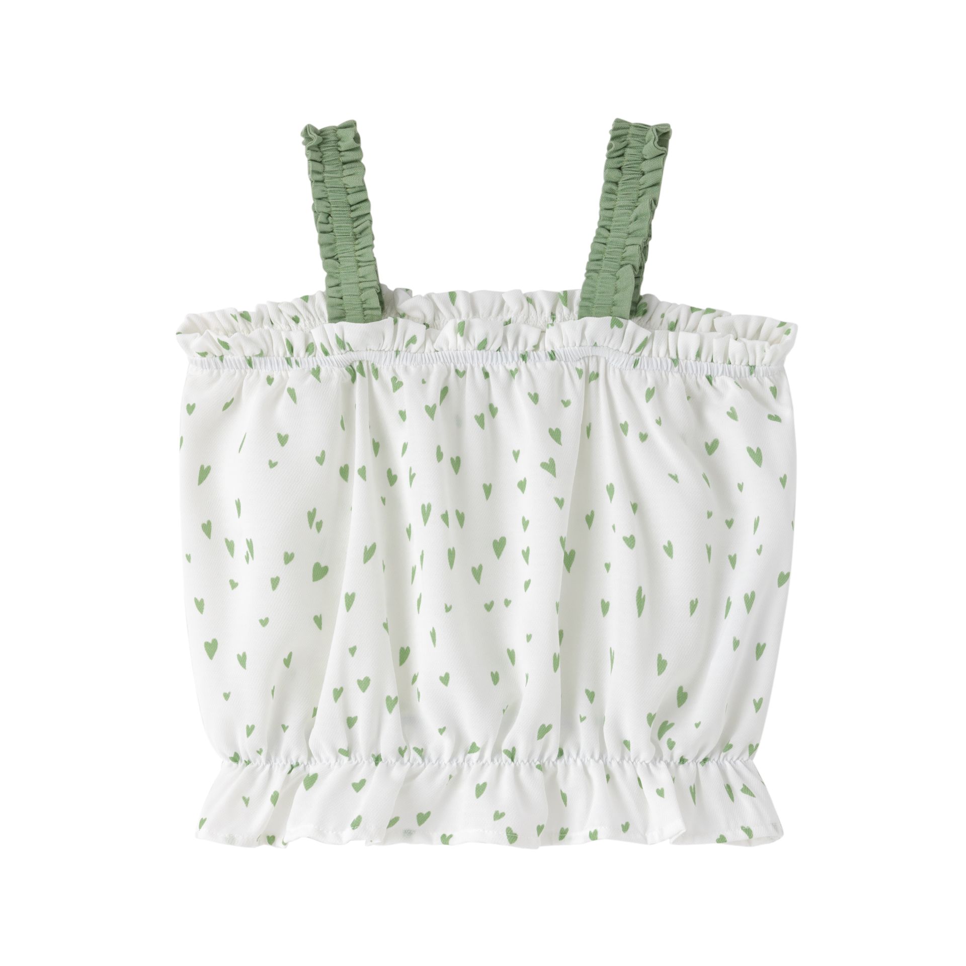 blouse blanche coeurs verts fille