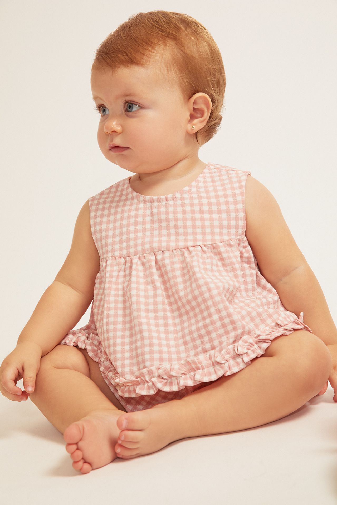 haut bébé vichy rose