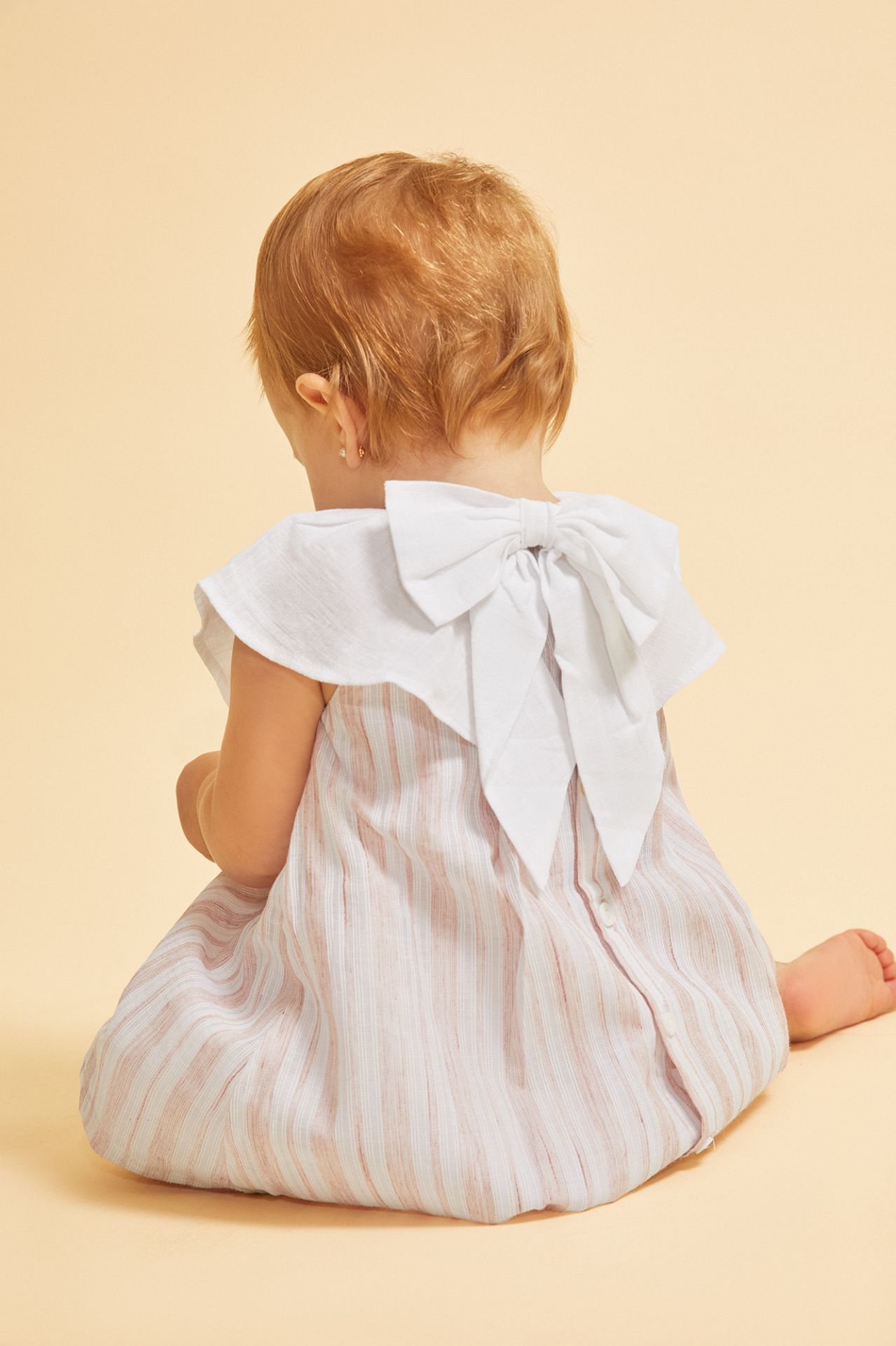 robe bébé cérémonie rayée rose