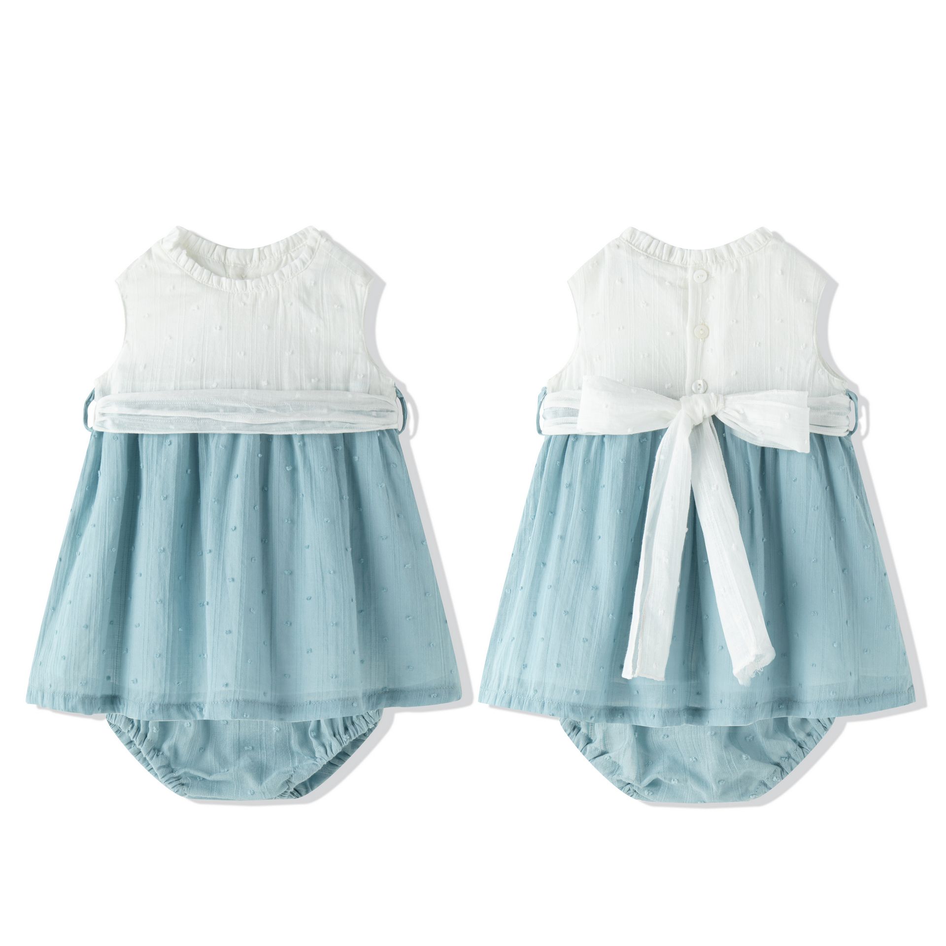 robe bleu blanc bébé