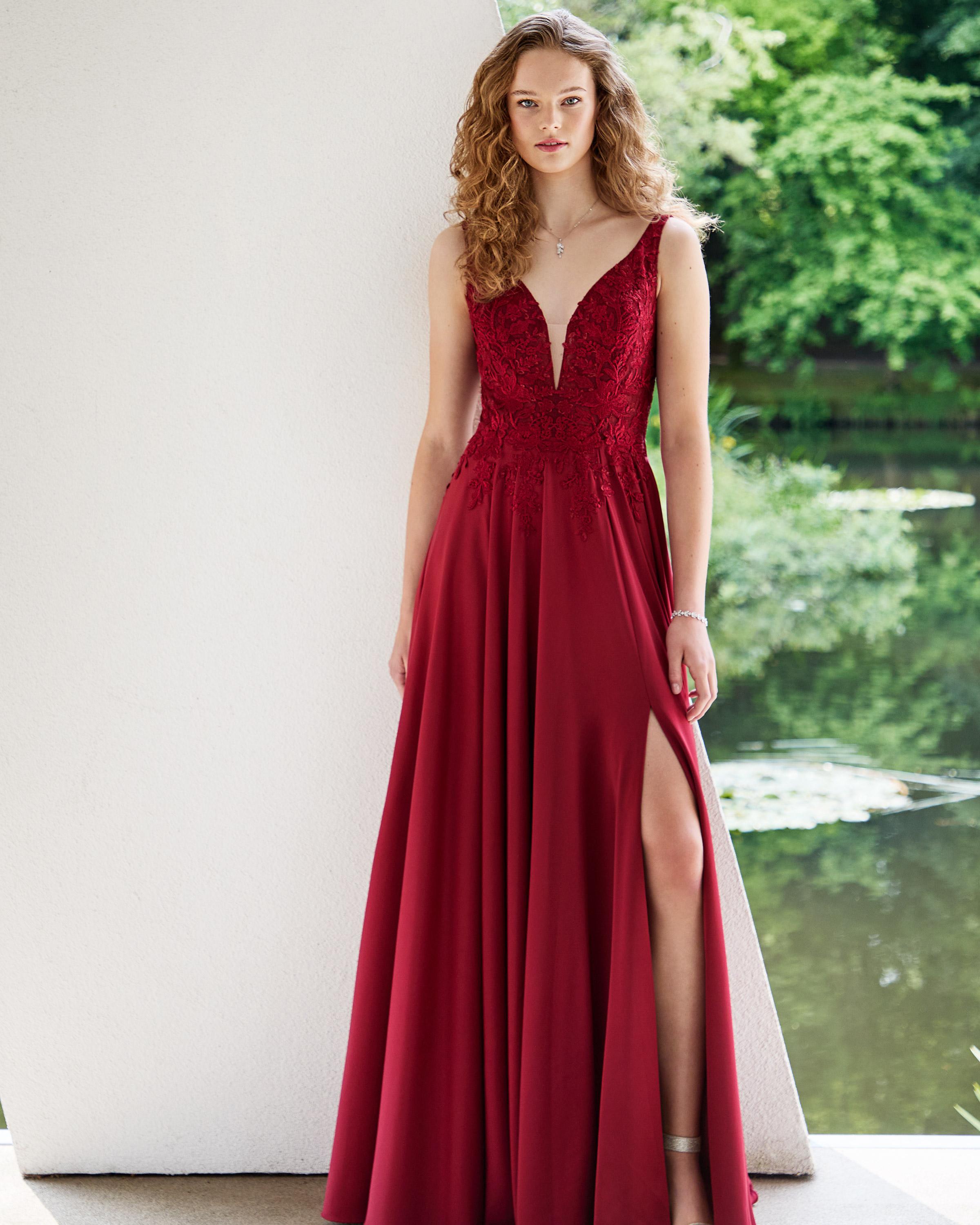 robe rouge dentelle de soirée