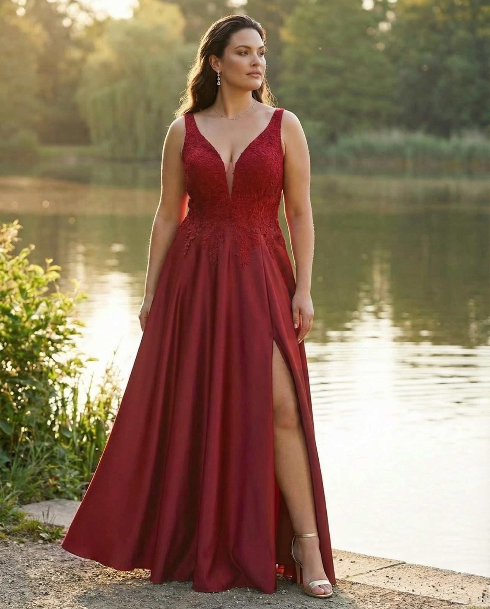 robe de cérémonie dentelle rouge