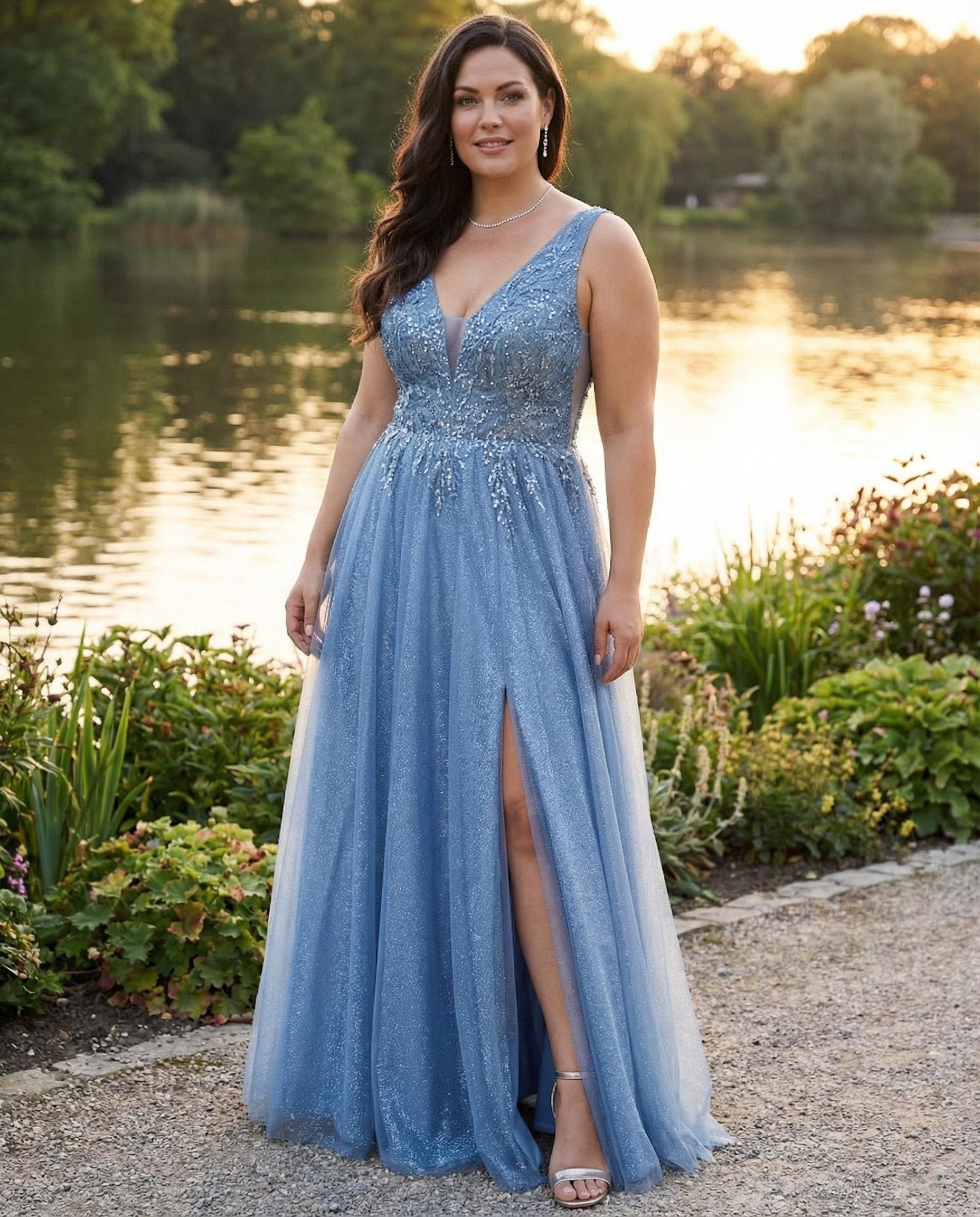 robe bleue ciel paillettes