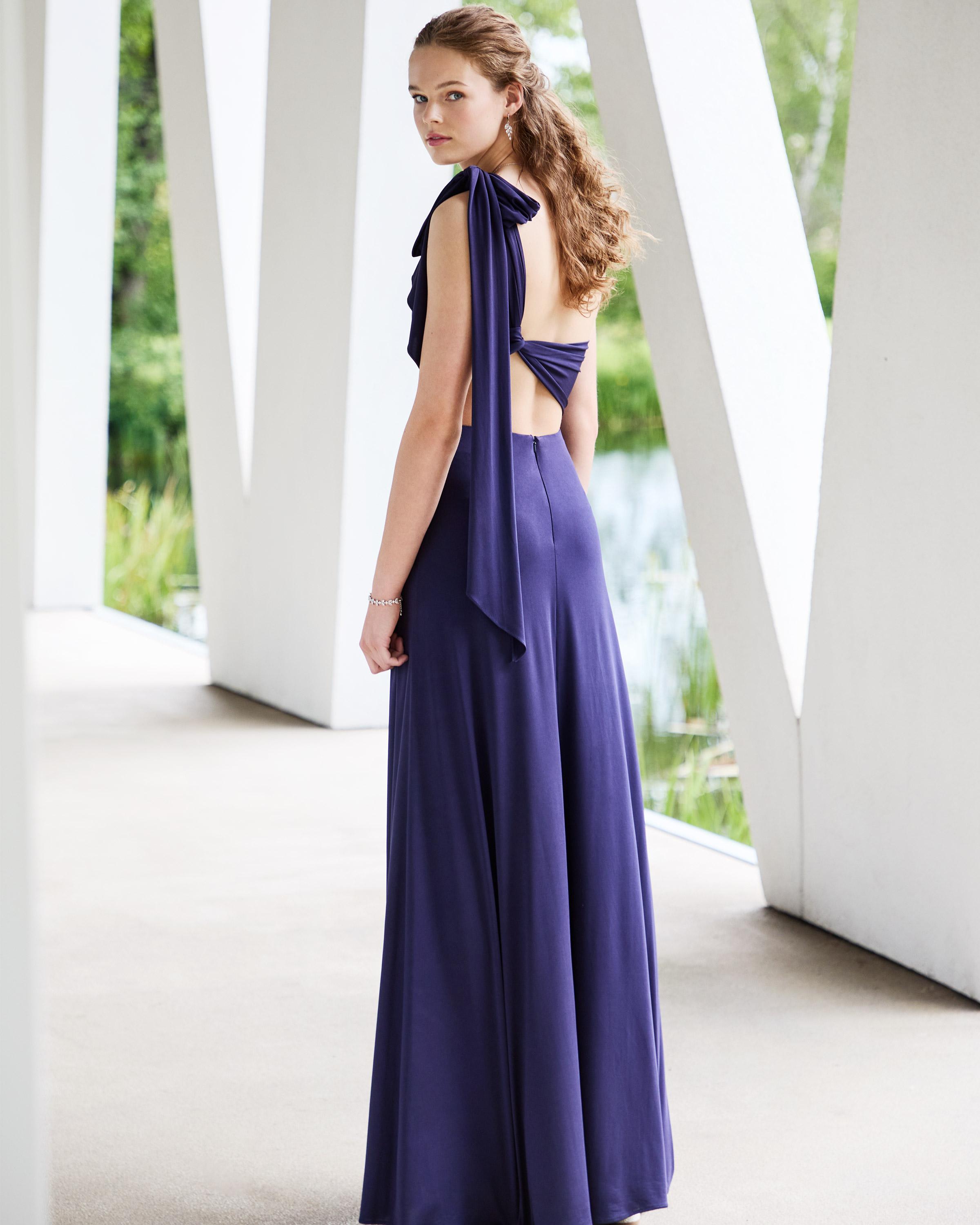 robe col asymétrique bleue