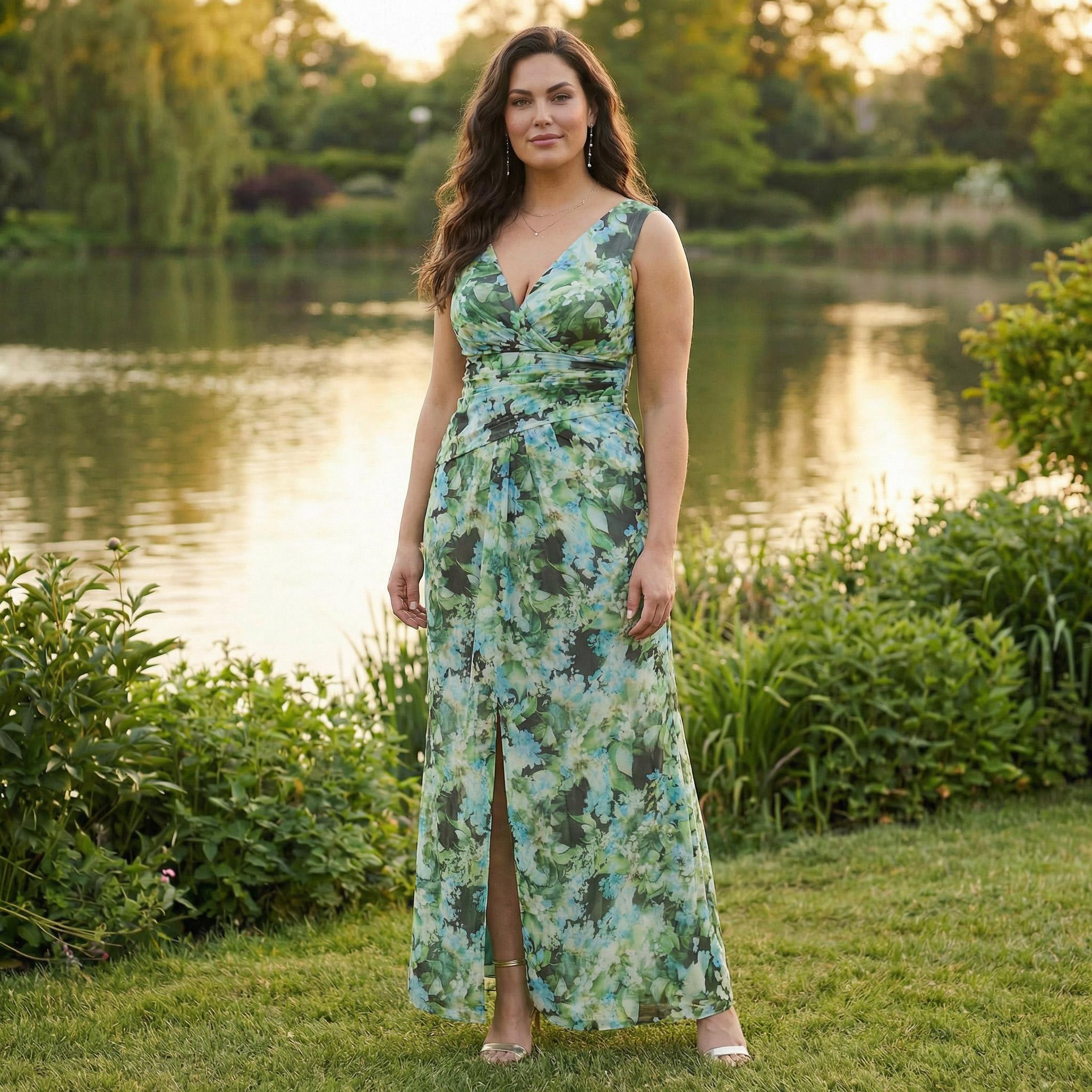détail robe imprimé verte