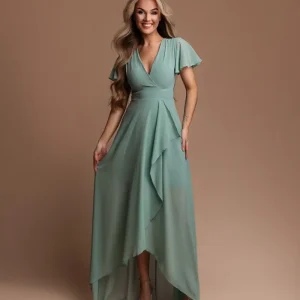 robe cocktail vert sauge