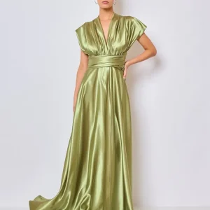 robe cocktail élégante vert olive