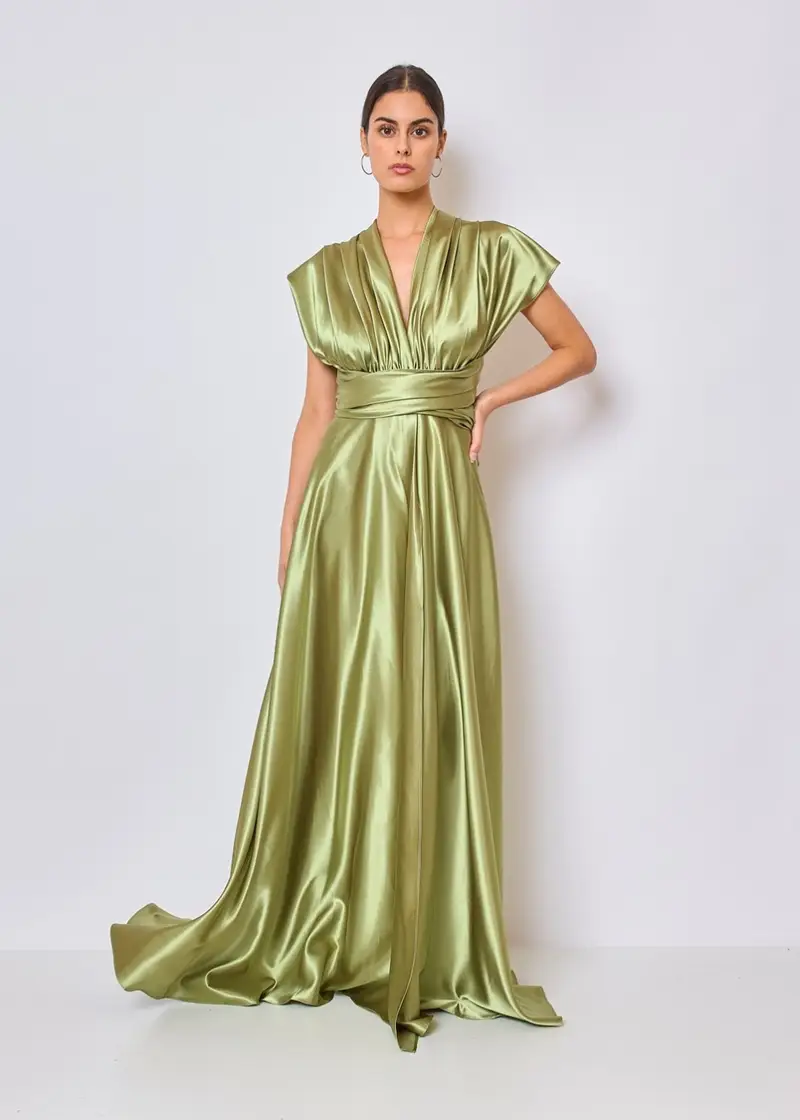 robe cocktail élégante vert olive