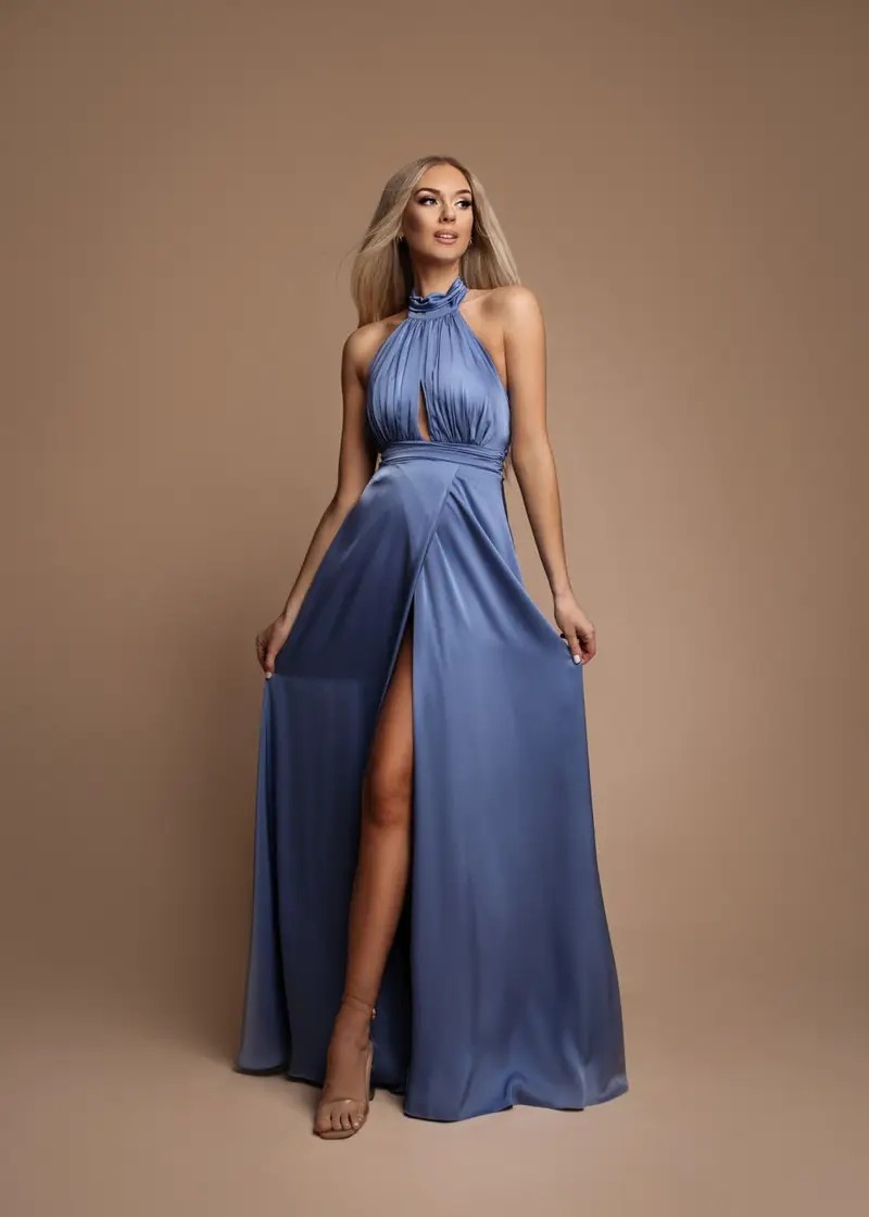 robe cocktail bleue dos nu