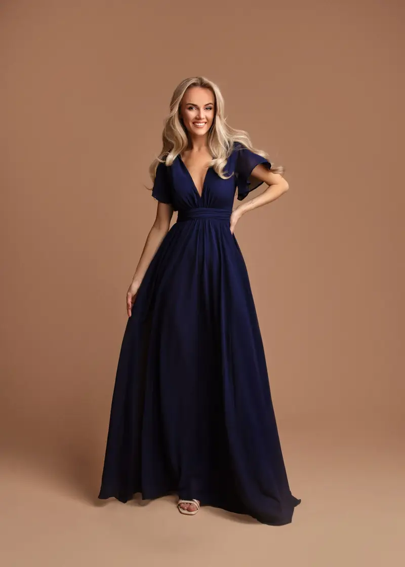 robe cocktail bleue marine